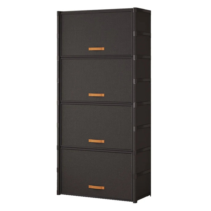 9 Tier 64cm Shoe Rack Stackable Storage Organizer with Flip Lid Magnetic Closure Dustproof Shoe Cabinet - Black - 1