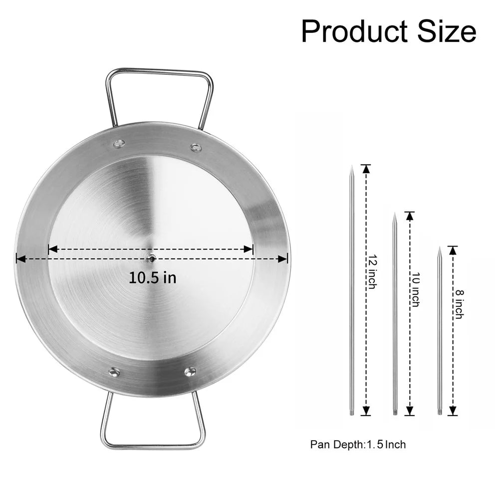 Al Pastor Skewer Set 10.5 x 1.5 inch Stainless Steel Vertical BBQ Grilling Pan for Grill with 3 Removable Skewer - Silver - 7