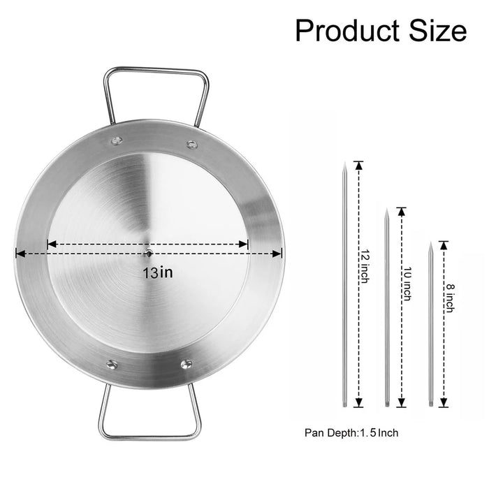 Al Pastor Skewer Set 13 x 1.5 inch Stainless Steel Vertical BBQ Grilling Pan for Grill with 3 Removable Skewer - Silver - 6