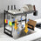 85cm Kitchen Sink Dish Drying Rack Stainless Steel Over Sink Storage Organizer Shelf - Black - 2