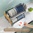 53cm 2-Tier Kitchen Dish Drying Rack Stainless Steel Drainer Organizer with Drip Tray - Black - 4