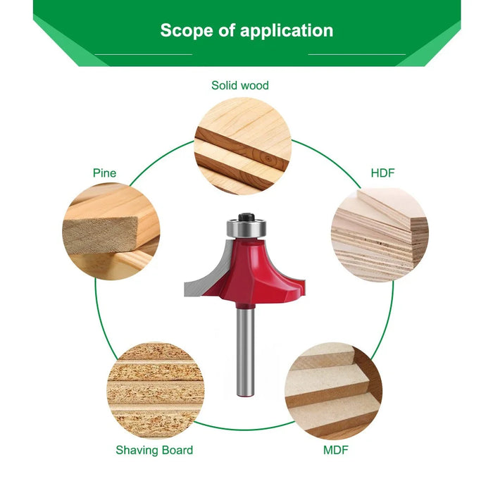MC01035S38 Woodworking Cutter Tool, 1-1 / 2" Width Round Over Bit with 1 / 4 Inch Shank Milling Cutter Router Bit - 2