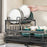 2 Tier Carbon Steel Dish Drying Rack Adjustable Kitchen Plates Holder Organizer with Drainboard - Black - 3