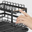2 Tier Carbon Steel Dish Drying Rack Adjustable Kitchen Plates Holder Organizer with Drainboard - Black - 6