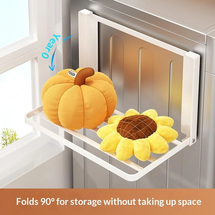 Carbon Steel Magnetic Folding Storage Rack Space Saving No Punching Side Shelf for Washing Machine - White - 3