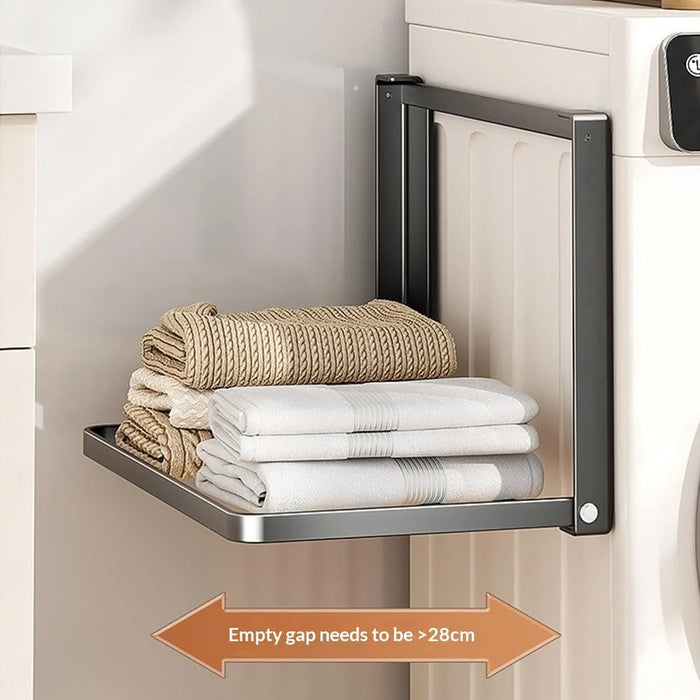 Carbon Steel Magnetic Folding Storage Rack Space Saving No Punching Side Shelf for Washing Machine - White - 4