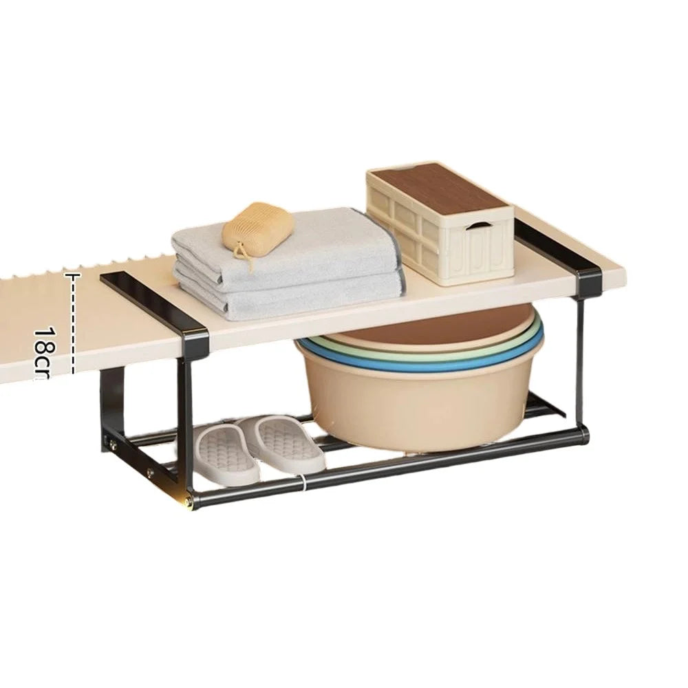 Large Size 30-50cm Extendable Bathroom Storage Rack Carbon Steel Under Cabinet Organizer Telescopic Shelf - Black - 1