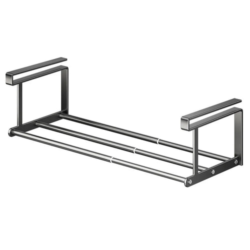 Large Size 50-90cm Extendable Bathroom Storage Rack Carbon Steel Under Cabinet Organizer Telescopic Shelf - Black - 1