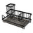 Kitchen Sink Organizer Rack Iron Multi-Compartment Storage Holder Stand with Removable Drip Tray - Black - 1