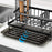 Kitchen Sink Organizer Rack Iron Multi-Compartment Storage Holder Stand with Removable Drip Tray - Black - 5