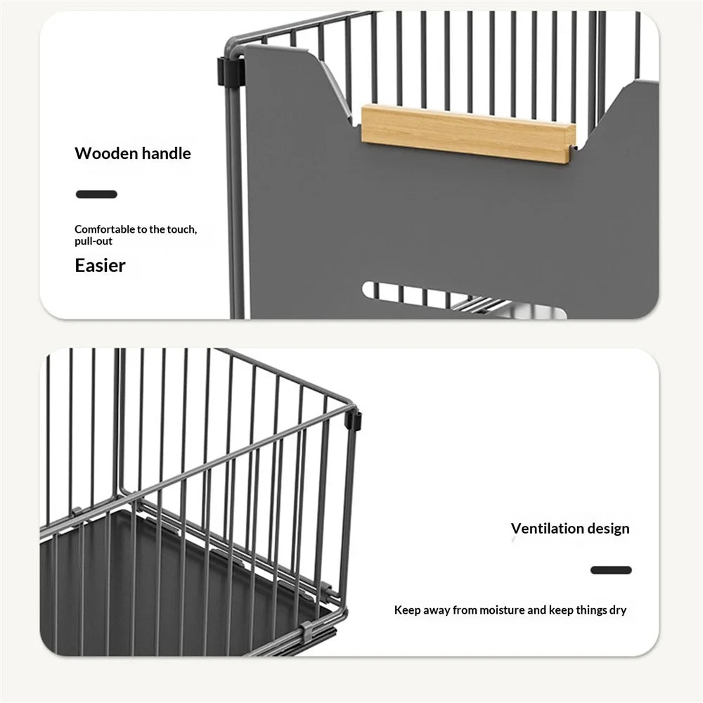 2Pcs Size S 24.5 x 37.5 x 12cm Pull Out Kitchen Cabinet Organizer Rack Slide Drawer Basket - Grey - 7