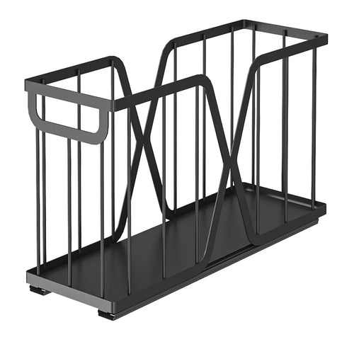 Kitchen Pull Out Drawer Basket X-Type Large Storage Organizer, Size L - Black - 1