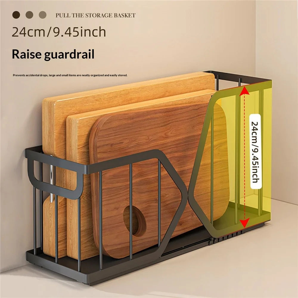 2Pcs Kitchen Drawer Pull-Out Storage Basket X Frame Narrow Space Organizer, Size S + Size L - Black - 4