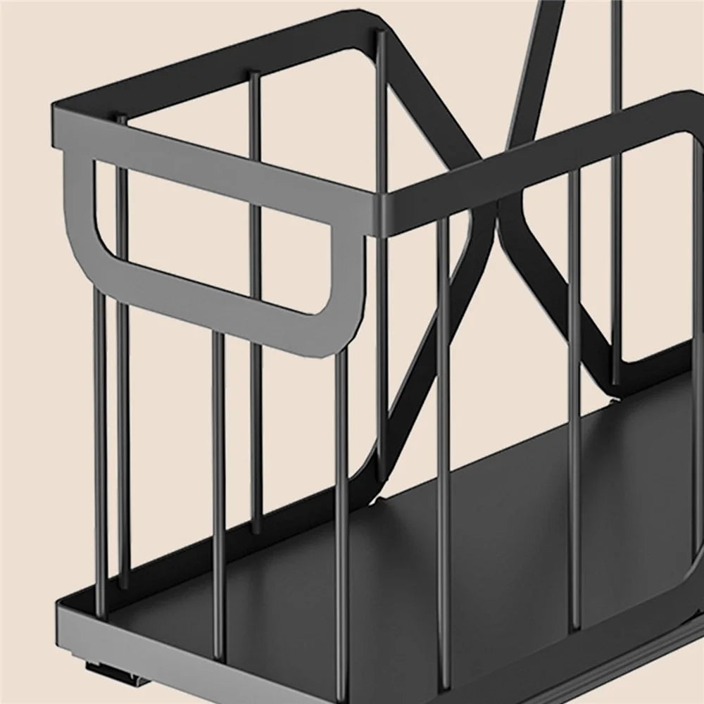 2Pcs Kitchen Drawer Pull-Out Storage Basket X Frame Narrow Space Organizer, Size S + Size L - Black - 6