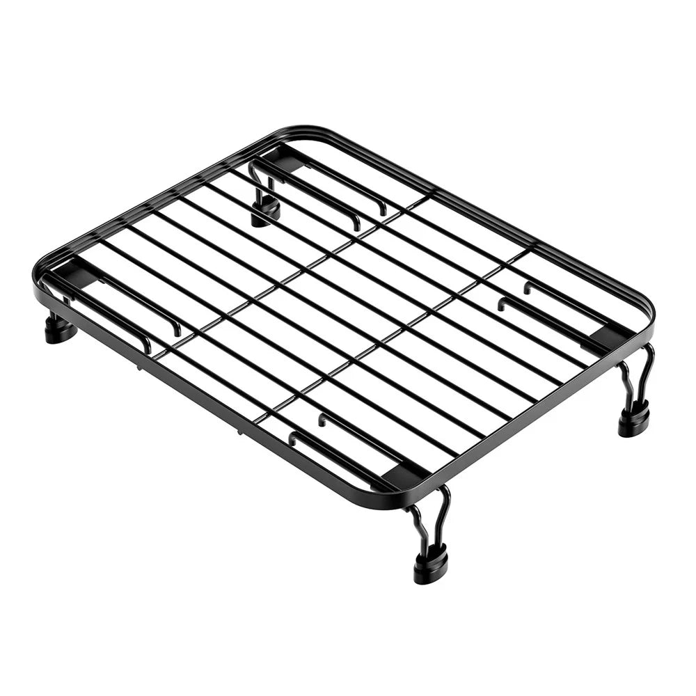 Expandable Over Sink Dish Drying Rack Kitchen Drainer Shelf, One-Way Retractable - Black - 1