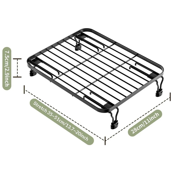 Expandable Over Sink Dish Drying Rack Kitchen Drainer Shelf, One-Way Retractable - Black - 6