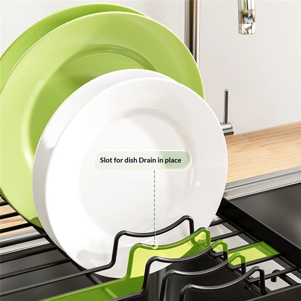 Expandable Over Sink Dish Drying Rack Kitchen Drainer Shelf, Dual-Way Retractable - Black - 7