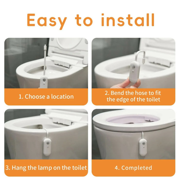 F27 2Pcs Toilet Sensor Light RGB Motion Sensor Night Light for Bathroom Atmosphere Lamp - White - 6