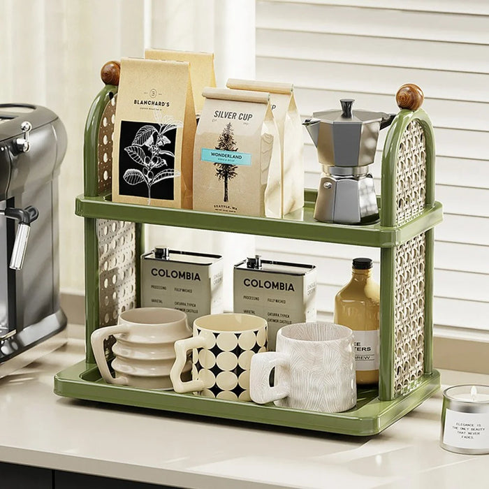 2 Layer Cup Holder Rack Desktop Organizer Water Glasses Storage Shelf for Kitchen Bathroom Mugs Glasses - White - 5