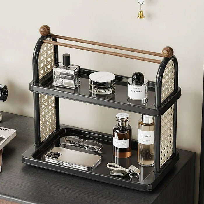 2 Layer Cup Holder Rack Desktop Organizer Water Glasses Storage Shelf for Kitchen Bathroom Mugs Glasses - White - 6