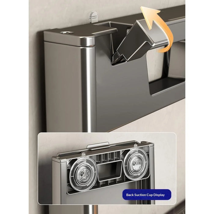 4-Layer Kitchen Suction Cup Shelf Foldable Wall Mount Vegetable Preparation Aluminum No Drill Organizer Rack - Grey - 6