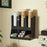 Wall Mount Disposable Cup Dispenser Organizer Storage Rack Coffee Cup Holder with Straw Storage for Coffee Bar Kitchen - Black - 2