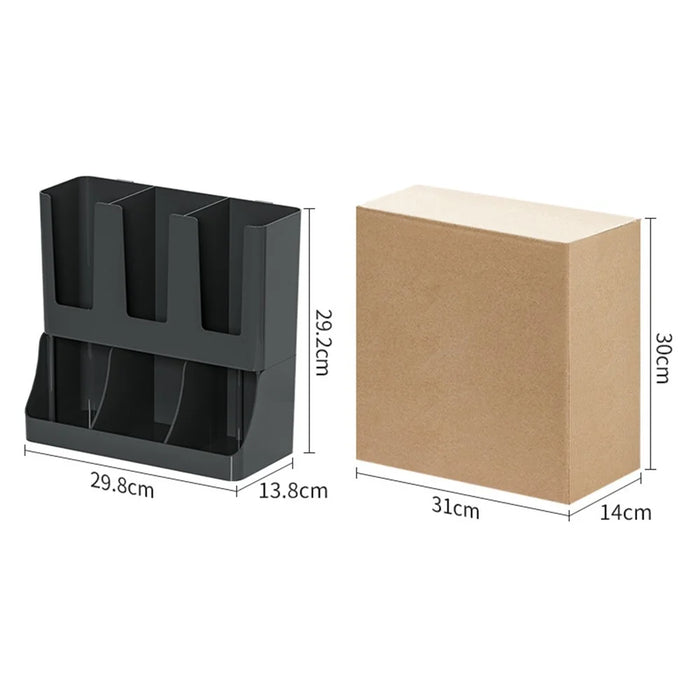 Wall Mount Disposable Cup Dispenser Organizer Storage Rack Coffee Cup Holder with Straw Storage for Coffee Bar Kitchen - Black - 6