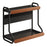 2-Tier 32x21x40cm Round Tube Kitchen Spice Rack Carbon Steel Solid Wood Countertop Storage Organizer for Seasoning Bottles - 1