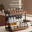 2-Tier 32x21x40cm Round Tube Kitchen Spice Rack Carbon Steel Solid Wood Countertop Storage Organizer for Seasoning Bottles - 4