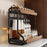 2-Tier 32x21x40cm Round Tube Kitchen Spice Rack Carbon Steel Solid Wood Countertop Storage Organizer for Seasoning Bottles - 6