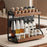 2-Tier 32x21x40cm Round Tube Kitchen Spice Rack Carbon Steel Solid Wood Countertop Storage Organizer for Seasoning Bottles - 7