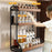 3-Tier 32x21x57cm Round Tube Kitchen Spice Rack with Knife Holder Carbon Steel Solid Wood Countertop Storage Organizer for Seasoning Bottles - 2
