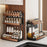 3-Tier 32x21x57cm Round Tube Kitchen Spice Rack with Knife Holder Carbon Steel Solid Wood Countertop Storage Organizer for Seasoning Bottles - 4