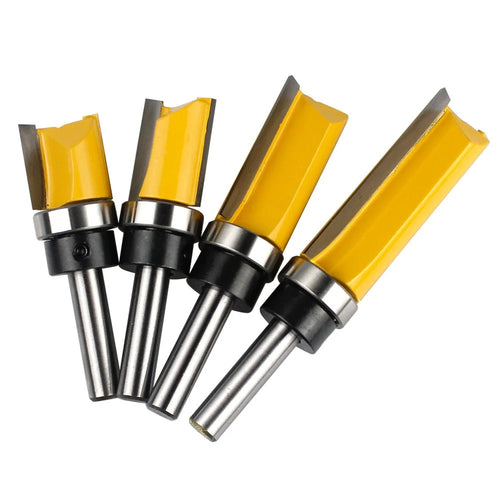 MC03007-8mm Shank 4Pcs / Set Template Trim Hinge Mortising Router Bit Woodworking Straight End Mill Trimmer Flush Trimming Cutter - 1