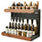 2-Tier 32x21x36cm Square Tube Kitchen Spice Rack Carbon Steel Solid Wood Countertop Storage Organizer for Seasoning Bottles - 1