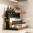 2-Tier 32x21x36cm Square Tube Kitchen Spice Rack Carbon Steel Solid Wood Countertop Storage Organizer for Seasoning Bottles - 2