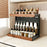 2-Tier 32x21x36cm Square Tube Kitchen Spice Rack Carbon Steel Solid Wood Countertop Storage Organizer for Seasoning Bottles - 6