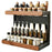 2-Tier 42x21x36cm Square Tube Kitchen Spice Rack Carbon Steel Solid Wood Countertop Storage Organizer for Seasoning Bottles - 1