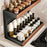 2-Tier 42x21x36cm Square Tube Kitchen Spice Rack Carbon Steel Solid Wood Countertop Storage Organizer for Seasoning Bottles - 7