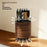 360 Degree Rotating Wood Grain Knife Block Kitchen Utensil Holder 8 Slot Multifunctional Storage Rack with Suction Base - 4