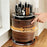 360 Degree Rotating Wood Grain Knife Block Kitchen Utensil Holder 8 Slot Multifunctional Storage Rack with Suction Base - 5
