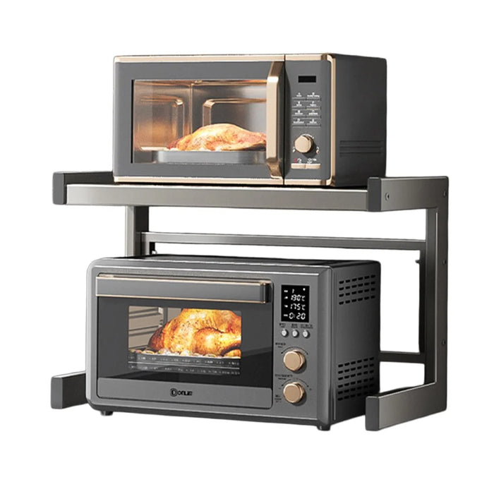 50x32x44cm 2-Tier Kitchen Microwave Oven Rack Stand Carbon Steel Countertop Storage Shelf - 1