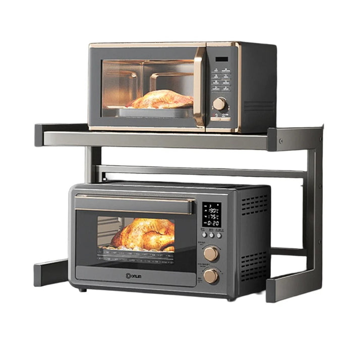 60X32X44cm 2-Tier Kitchen Microwave Oven Rack Stand Carbon Steel Countertop Storage Shelf - 1