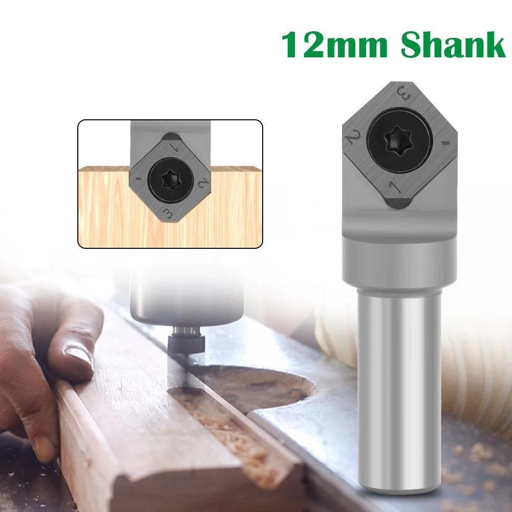 X12E17 12mm Shank V Type Alloy Spoilboard Router Bit Woodworking Planing Bit Milling Cutter - 2