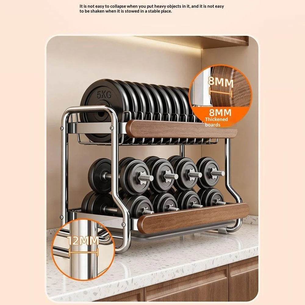 2-Layer Kitchen Dish Rack Stainless Steel Drainer Shelf Countertop Bowl Storage Organizer - 2