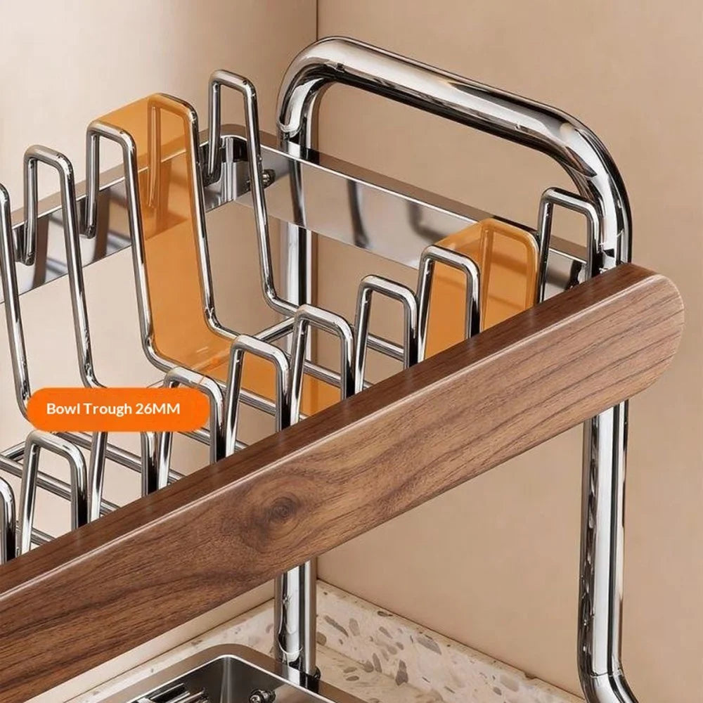 2-Layer Kitchen Dish Rack Stainless Steel Drainer Shelf Countertop Bowl Storage Organizer - 3