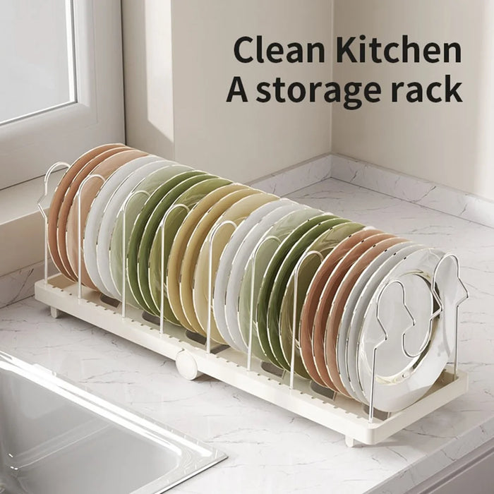 Foldable Utensils Pot Rack Multi-Layer Kitchen Shelf Vertical Flat ABS Stainless Steel Kitchen Organizer for Cabinet Countertop - White - 2