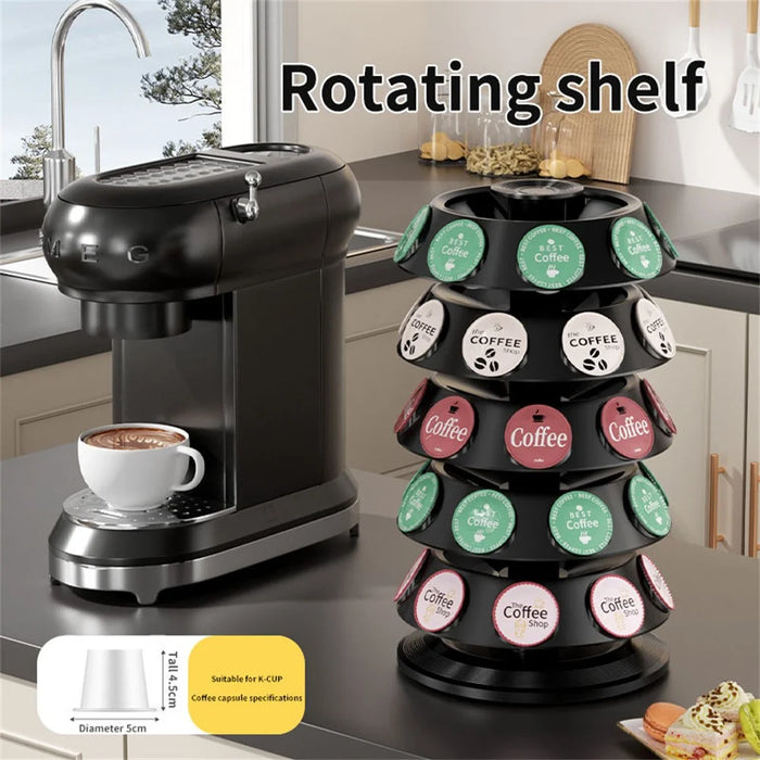360 Degree Rotating Coffee Capsule Storage Rack for K-Cup 40pcs Capsules Holder Organizer for Kitchen Counter - Black - 2