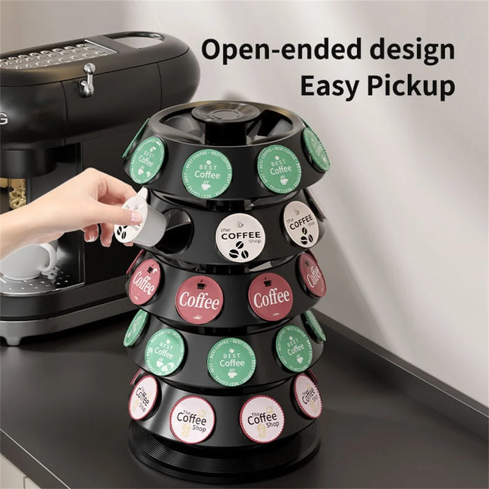 360 Degree Rotating Coffee Capsule Storage Rack for K-Cup 40pcs Capsules Holder Organizer for Kitchen Counter - Black - 3