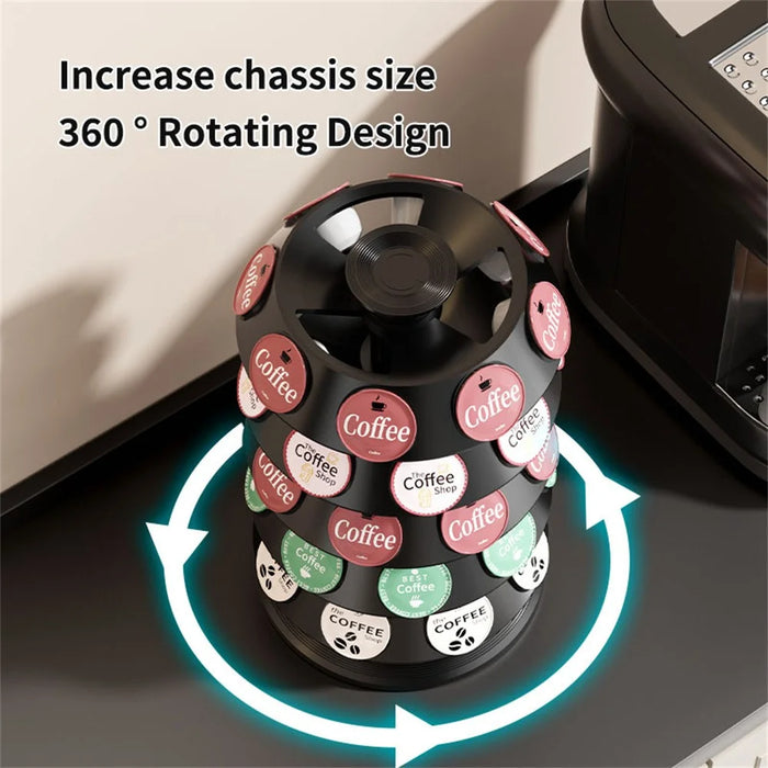 360 Degree Rotating Coffee Capsule Storage Rack for K-Cup 40pcs Capsules Holder Organizer for Kitchen Counter - Black - 4